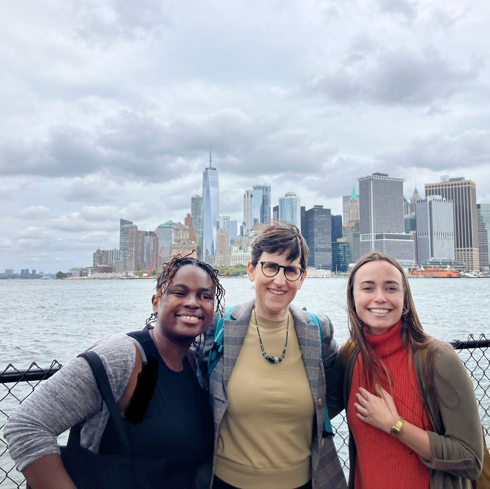 Nyla Howell (left) Robin Leichenko (Center) amd Katie Cann (right) on Governors' Island in NYC during Climate Week 2024